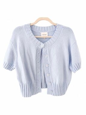 Baby Blue / Light Blue Short Sleeve Knit Cardigan